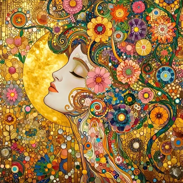 Béatitude (style Klimt) - 50×50cm – Diamants Ronds