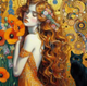Rousse et pavot (style Klimt) - 50×50cm – Diamants Ronds