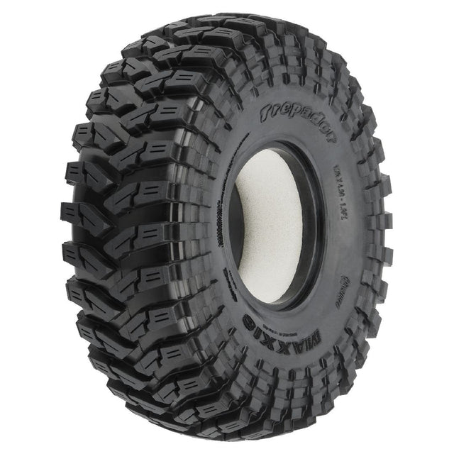 PRO1022714 paire de pneus Pro-Line Maxxis Trepador G8 1.9 pouces pour crawler 1/10. Composé G8 Soft haute adhérence, hauteur de 124 mm, flancs agressifs et inserts en mousse inclus.