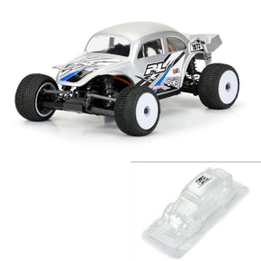 PRO370300 carrosserie transparente Pro-Line Racing Volkswagen Baja Bug pour Losi Micro-T 1/28. Fabriquée en polycarbonate léger avec cage arrière simulée, aileron optionnel, masques de vitres et décalques inclus.