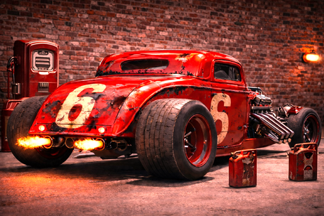 PRÉ-COMMANDE / Peinture diamant 5D - Haute Gamme - Voiture rouge vintage - Univers RcLoisirs