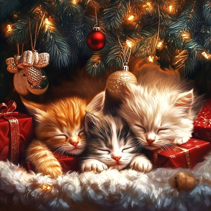 PRÉ-COMMANDE / Peinture diamant 5D Haute Gamme – Chatons - Collection Noël d'antan - Univers RcLoisirs