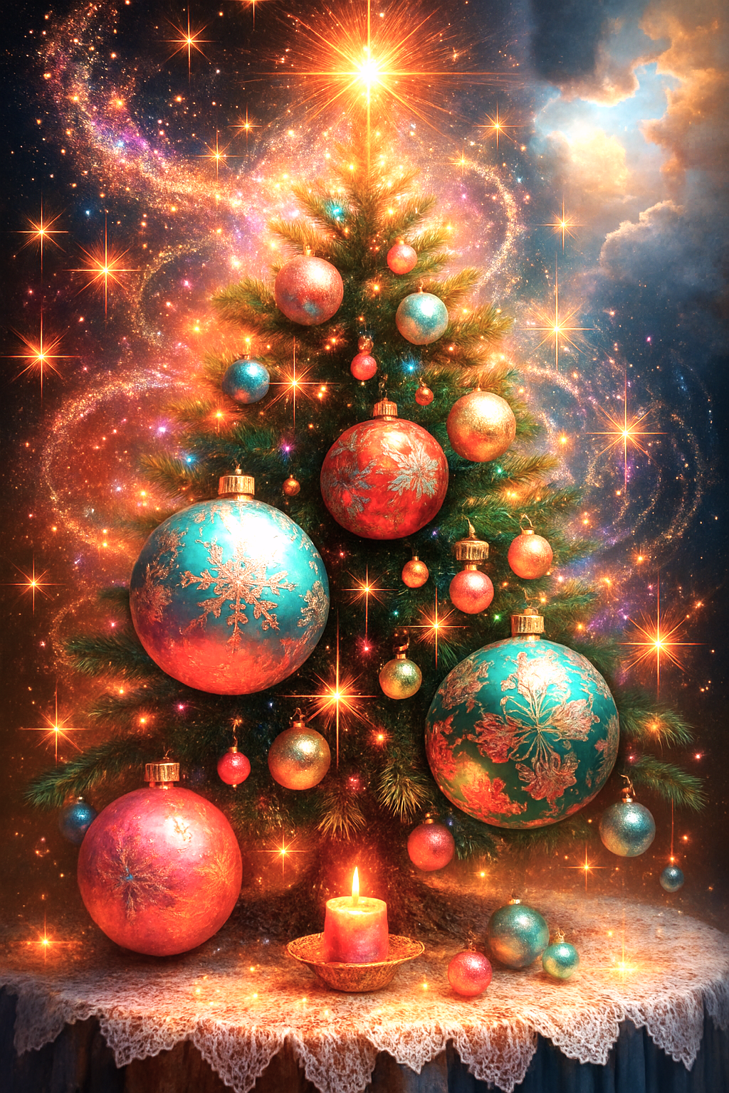 PRÉ-COMMANDE / Peinture diamant 5D Haute Gamme – Sapin a ses boules - Collection Noël d'antan - Univers RcLoisirs