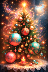 PRÉ-COMMANDE / Peinture diamant 5D Haute Gamme – Sapin a ses boules - Collection Noël d'antan - Univers RcLoisirs