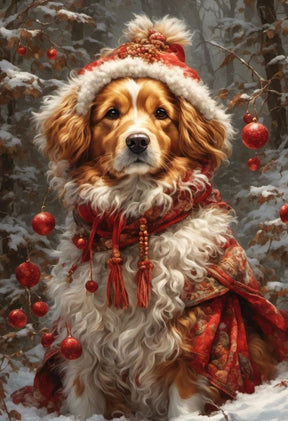 Peinture diamant 5D HD – Chien de Noël – 60×80 cm – Diamants carrés - Univers RcLoisirs