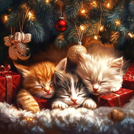 Peinture diamant 5D HD – chatons noel – 60×60 cm – Diamants carrés - Univers RcLoisirs