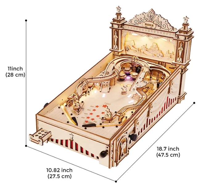 Pin Ball 3D - Flipper mécanique – ROKR EG01 – Modèle en bois 3D – Univers RcLoisirs