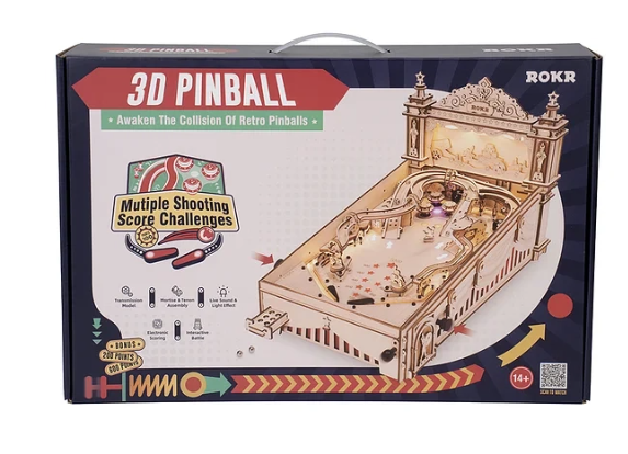 Pin Ball 3D - Flipper mécanique – ROKR EG01 – Modèle en bois 3D – Univers RcLoisirs