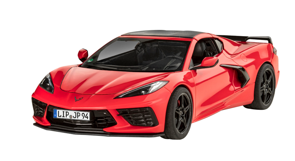 Revell 07714 – Corvette C8 Coupé – maquette 1/25 Niveau 3, 144 pièces, moteur central détaillé