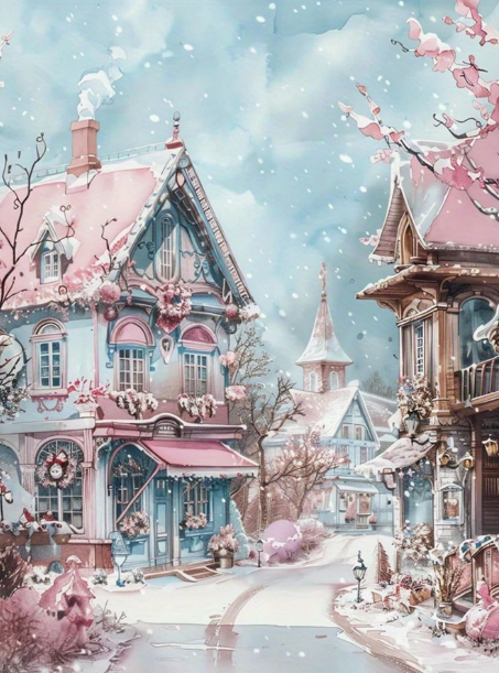 Ruelle pastel – 50x40cm – Diamants Carrés