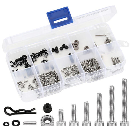 SCX24-81B coffret INJORA avec vis M1.4, écrous M2, roulements et joints toriques pour entretien et réparation SCX24 chez Univers RcLoisirs