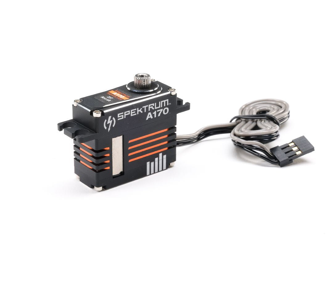 SPM-1096 servo numérique Spektrum A170 HV format mini avec engrenages métalliques et boîtier aluminium. Jusqu'à 170 oz-po de couple et 0.08 sec/60° à 8.4 V.