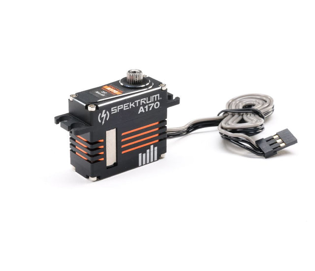 SPM-1096 servo numérique Spektrum A170 HV format mini avec engrenages métalliques et boîtier aluminium. Jusqu'à 170 oz-po de couple et 0.08 sec/60° à 8.4 V.