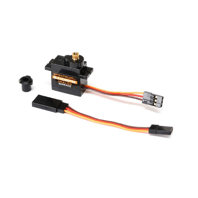 SPMSSX108PM micro servo Spektrum SX108PM Promoto avec engrenages metalliques, moteur coreless, double roulement et couple de 41,8 oz-in. Adaptateur et rallonge inclus.