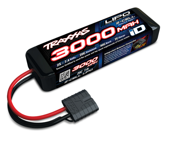 Traxxas TRA2827X – batterie LiPo 2S 7.4V 3000 mAh 20C iD Power Cell