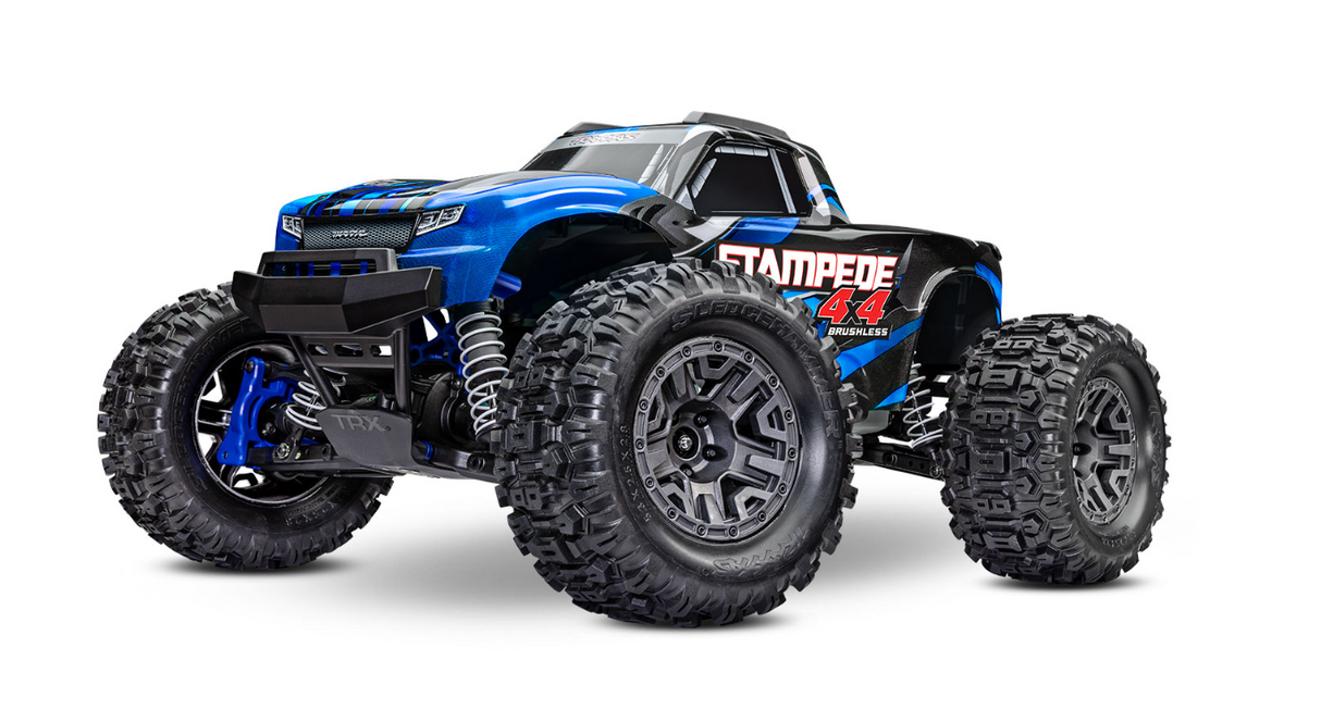 Traxxas TRA67154-4 Stampede BL-2s monster truck RC 4x4 échelle 1/10, étanche, électrique, brushless, puissant et rapide, prêt-à-rouler RTR, châssis renforcé, amortisseurs réglables à suspension à huile, pneus tout-terrain pour franchissement et terrain accidenté, maniabilité et performance en sport mécanique, design agressif pour course RC, pilotage loisir ou passion RC, compatible LiPo, radio TQ 2, modèle réduit robuste pour hobby et RC basher off-road.