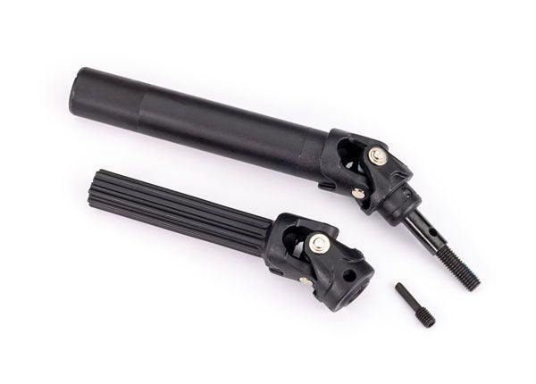 TRA8996T arbre de transmission Maxx Duty entièrement assemblé pour Traxxas Maxx équipé de la suspension WideMaxx. Compatible avant ou arrière, gauche ou droite, prêt à installer.