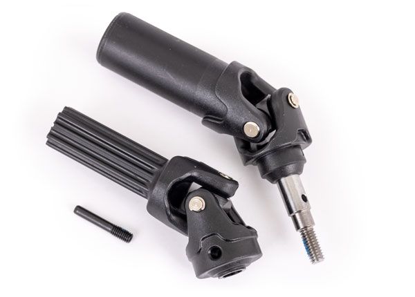 TRA9051 ensemble de cardan avant Extreme Heavy Duty Traxxas avec axe de roue de 6 mm. Livré entièrement assemblé avec goupille de fixation. Compatible avec les modèles Traxxas équipés du kit Extreme Heavy Duty #9080.