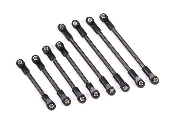 TRA9849 ensemble de liens de suspension en acier Traxxas pour modèles TRX-4M High Trail. Préassemblés avec embouts et rotules en acier pour une durabilité et une stabilité accrues.