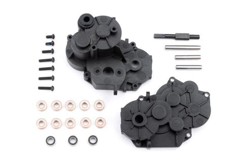 TRA9889 boitier de transmission Traxxas pour TRX-4M 2 vitesses assurant protection et alignement optimal du drivetrain.
