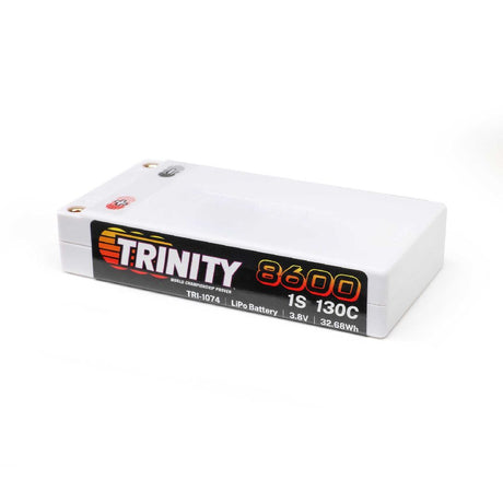 TRI-1074 batterie LiPo Trinity 3.8V 8600mAh 130C shorty avec connecteurs 5mm pour performance maximale en RC piste 1S.