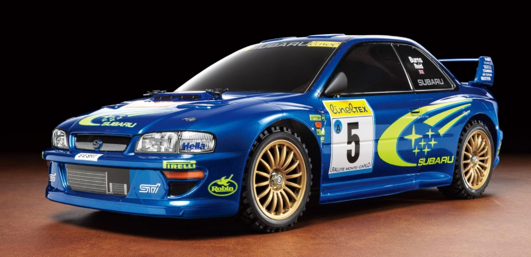 Tamiya 58631 Subaru Impreza Monte-Carlo ’99 – Kit RC 1/10 TT-02 4WD rallye à assembler avec carrosserie polycarbonate et moteur 540