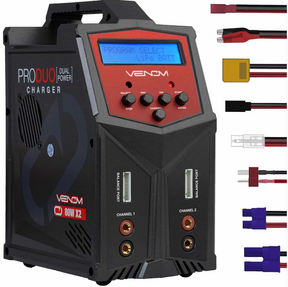 VEN0685 Venom chargeur double 2x80W 2x7A, compatible LiPo 2S-6S et multi connecteurs pour RC