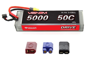 Venom, VEN15129, batterie Venom, LiPo 3S, 11.1V, 5000 mAh, 50C, UNI 2.0, XT60, Deans, EC3, Traxxas Gen1, batterie RC, accessoires RC, univers RcLoisirs, crawler RC, buggy RC, monster truck RC, short course RC, bateau RC, drone RC