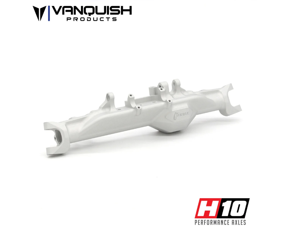 VPS08811 boitier d'essieu avant Vanquish Products H10 en aluminium Clear, usine CNC aux Etats-Unis avec butees de direction integrees a 47 degres.