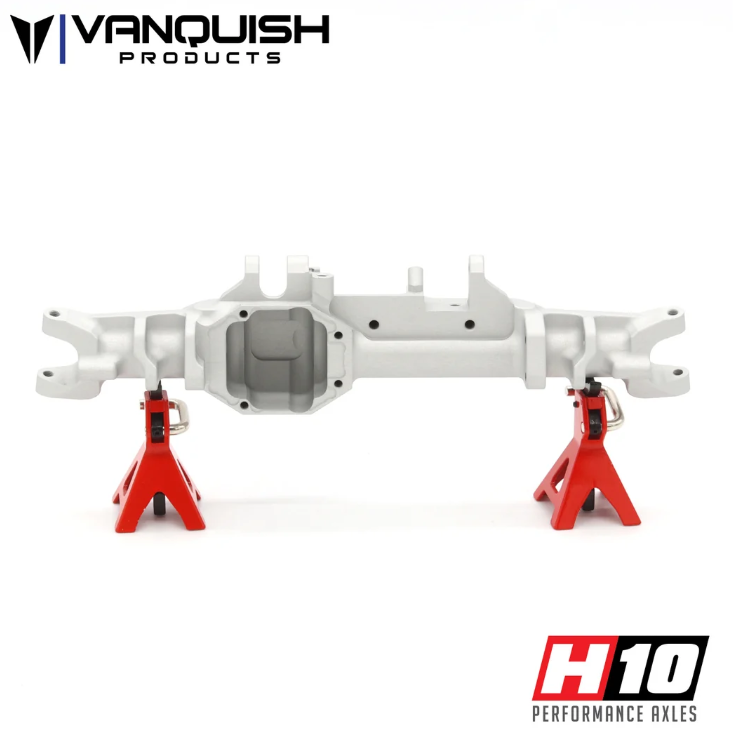 VPS08811 boitier d'essieu avant Vanquish Products H10 en aluminium Clear, usine CNC aux Etats-Unis avec butees de direction integrees a 47 degres.