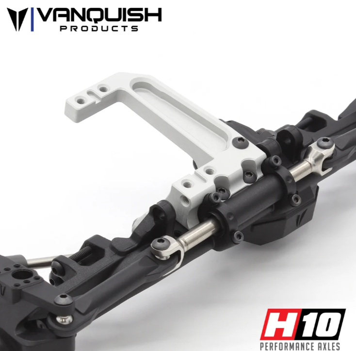 VPS08813 support de servo Vanquish Products H10 en aluminium Clear, usine aux Etats-Unis et concu pour H10 Optic RTR, H10 Optic Kit et essieu avant H10.