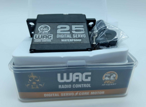 Servo RC, servo waterproof, WAG-25, 25Kg, IP54, engrenages acier, boîtier aluminium, 25T, servo digital, servo haute puissance, crawler RC, monster truck RC, short course, buggy RC, voiture téléguidée, modélisme RC, univers RcLoisirs