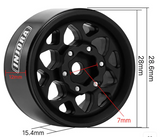 YQW-1013BK roues beadlock aluminium INJORA 1.0 avec offset -4.7mm et finition noire mate pour crawlers RC 1-24 et 1-18 chez Univers RcLoisirs
