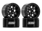 YQW-1013BK roues beadlock aluminium INJORA 1.0 avec offset -4.7mm et finition noire mate pour crawlers RC 1-24 et 1-18 chez Univers RcLoisirs