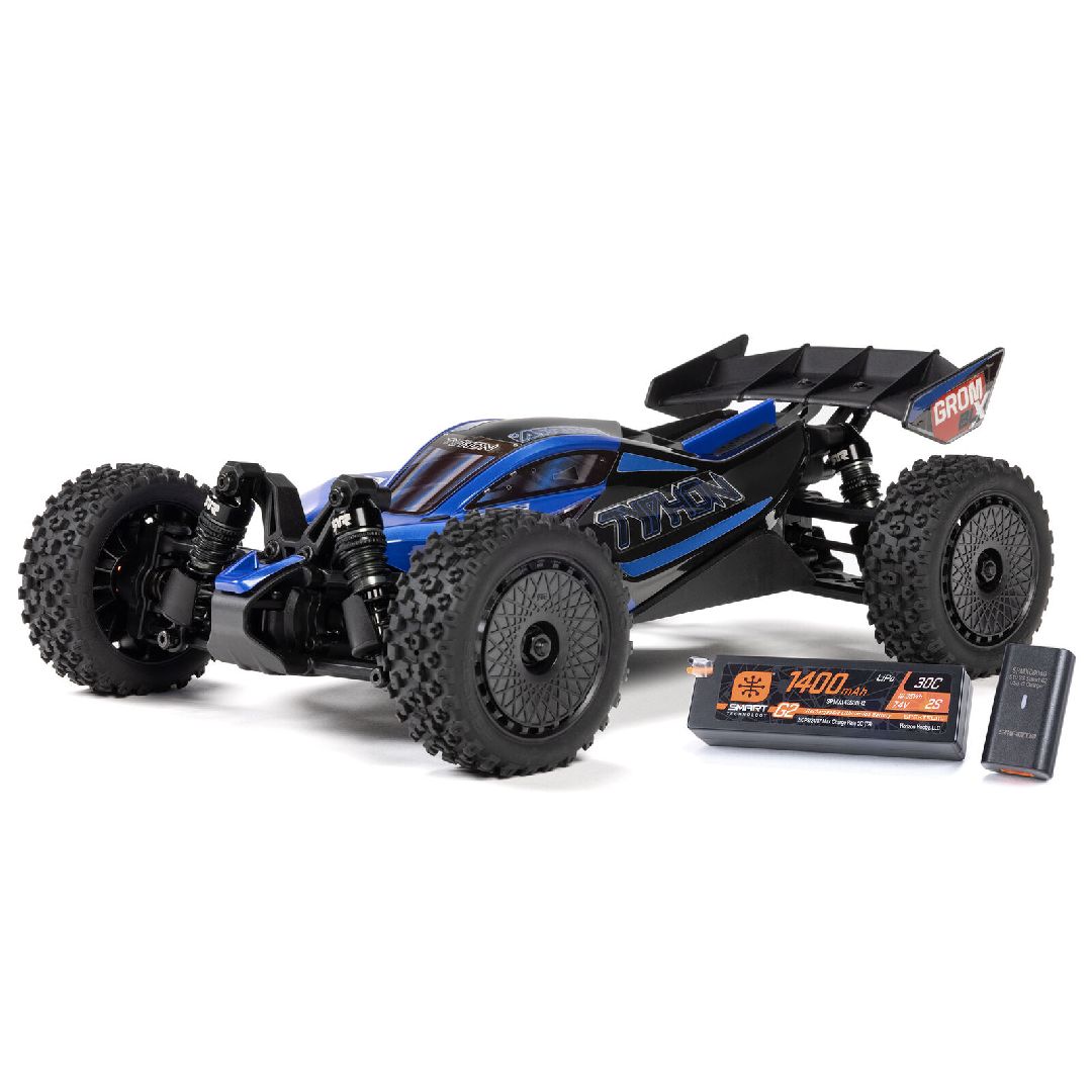 Arrma 1/14 TYPHON GROM BLX 4x4 Buggy RTR - Blue - Univers RcLoisirs