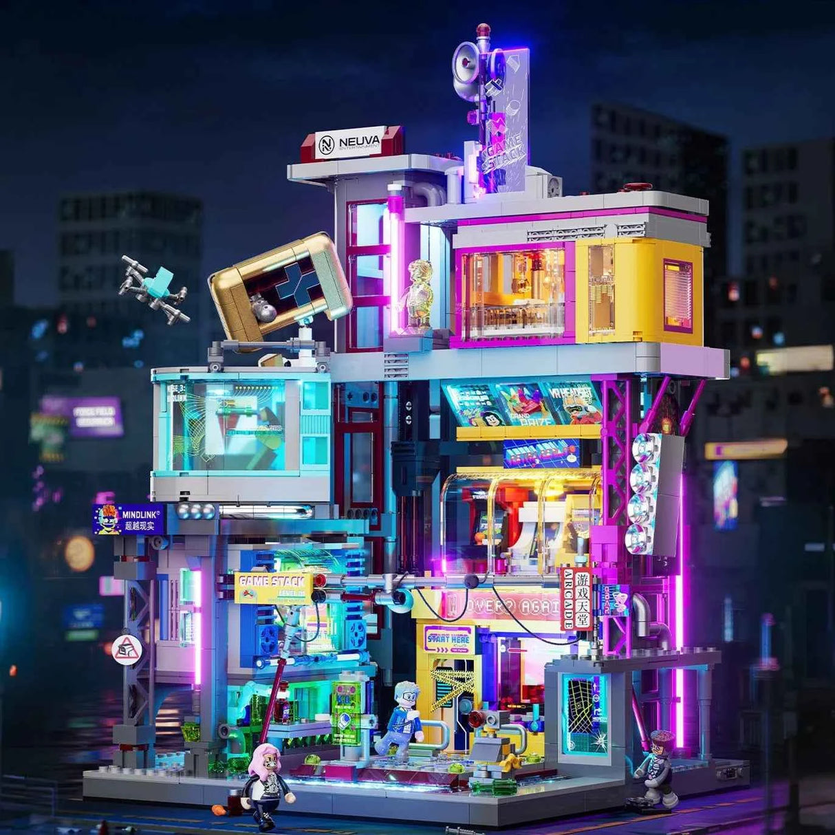 L9095 – Pile de jeux – Cyberpunk NeonCity – 2580 pcs – Lumibricks