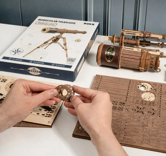 RST004 Télescope monoculaire en bois – Puzzle 3D – ROKR
