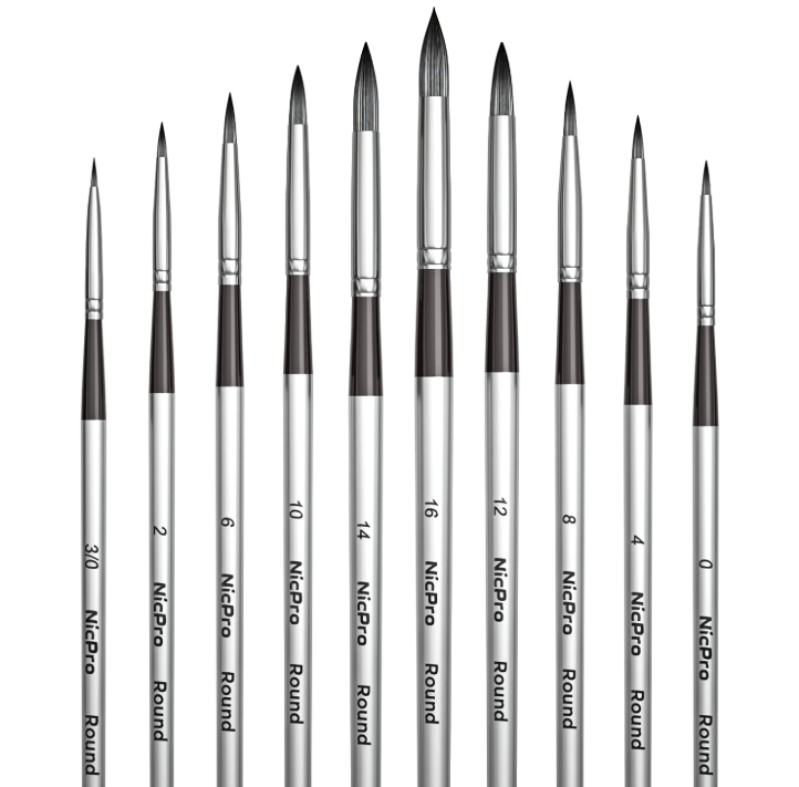 Pinceaux ronds – Nylon – Manche long